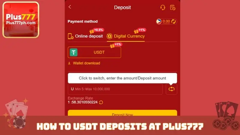How to USDT deposits at Plus777