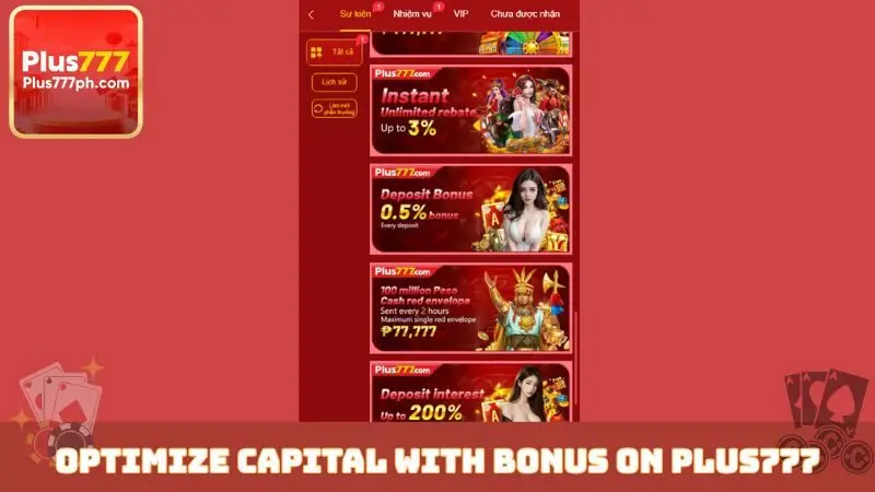 Optimize capital with bonus on Plus777