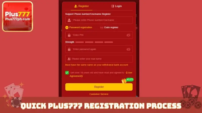 Quick Plus777 registration process