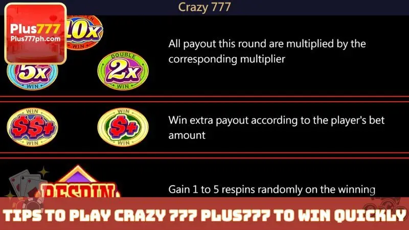 Tips to play Crazy 777 Plus777 to win quickly