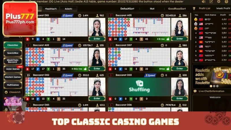 Top classic casino games